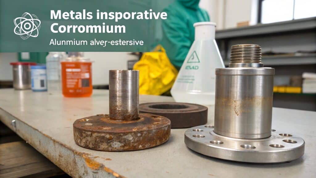 alt with keywords: a corrosion chart showing aluminum and its incompatibility with metals like copper and certain steels